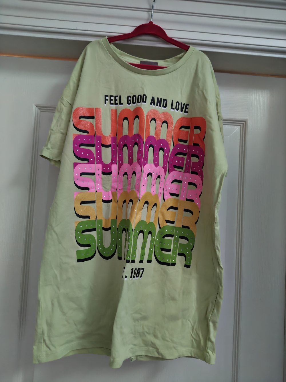 Light Green Kids Short Sleeve Tee with Colorful "Summer" Print